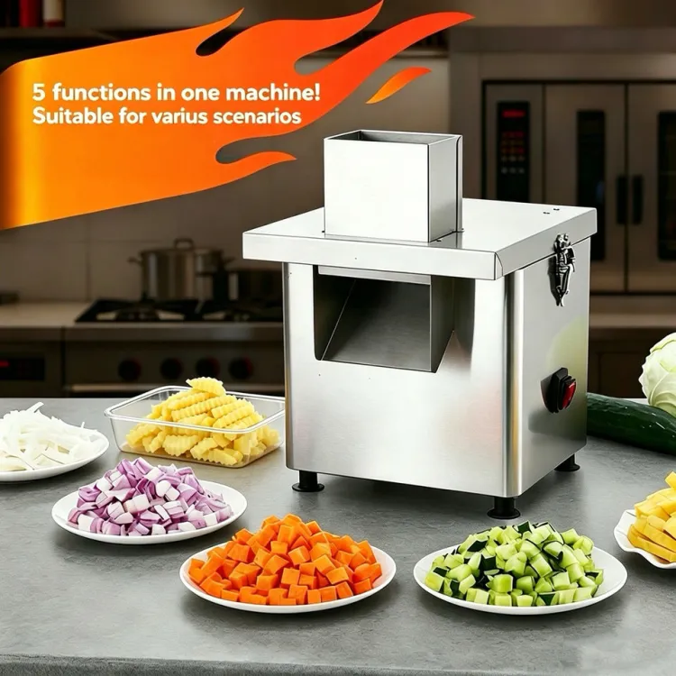 Commercial 5in1 Stainless Steel Vegetable Dicer Slicer Shredder Cutter Electric Onion Carrot Wavy Potato Cube Cutting Machine
