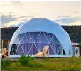Outdoor Luxury Glamping 6M PVC Geodesic Dome With Bathroom
