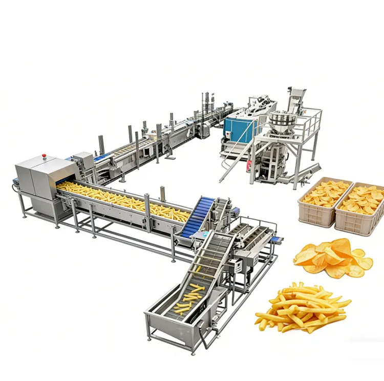 Fully Automatic French Fries Production Line Industrial Frozen French Fries Making Machine with Frying, Seasoning & Packaging