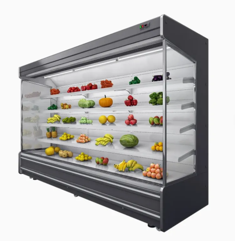 Air-Cooled Multideck Open Chiller Refrigerator for Fruits & Drinks - 2400mm, 0-10°C Operating Temp