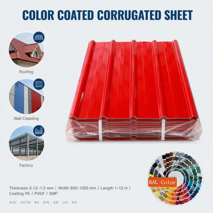 Color Steel Corrugated Sheet SPCC PPGI Sheet Q235 Q195 DX54D SGCH S250GD DX52D DC01 0.12-1.2mm RAL 9010 JIS G3312