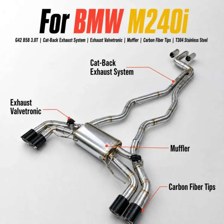 Performance Exhaust Exhaust Valvetronic Catback System for BMW M240i G42 3.0T SS304 Muffler Car Tuning Exhaust Upgrade