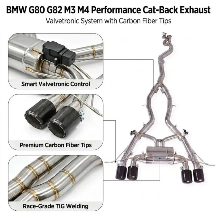 SUS304 Valvetronic Exhaust Muffler for BMW M3 M4 G80 G82 G8X Catback Exhaust Pipes with Valve Controller Fit