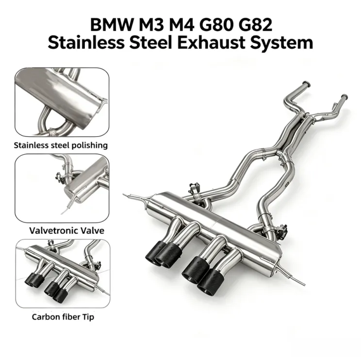 Car Performance Exhaust Pipes Muffler for BMW M3 M4 G80 G82 S58 Engine Sus304 Valvetronic Exhaust Catback with Valve Controller
