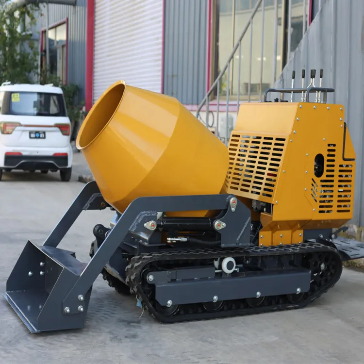 Building Construction1m³ Mini Crawler Concrete Mixer Dumper Rubber Track Transport Concrete Mixing Machine