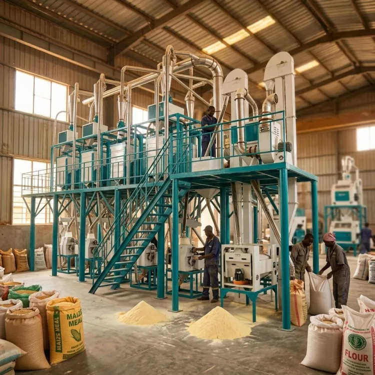 50T Automatic Maize Flour Production Line Industrial Maize Meal Milling Machine for Africa Market