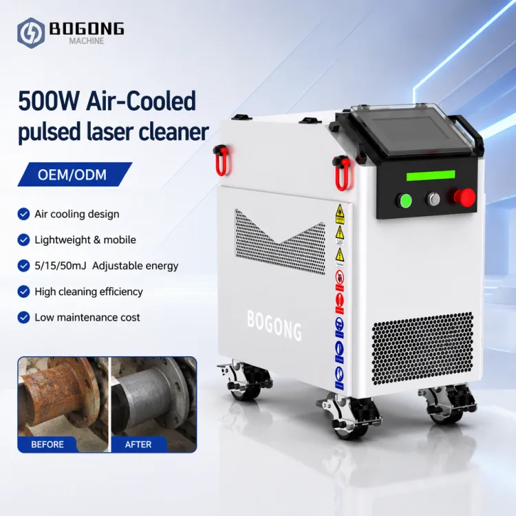 500W Pulsed Fiber Laser Cleaning Machine Rust Removal Paint Stripping Metal Surface Industrial Cleaner
