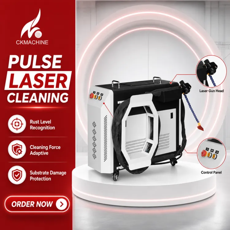 CKMACHINE Mobile Pulse Fiber Laser Wood Cleaner 200W/300W/500W Eco-Friendly High-Accuracy Automatic Stripper Machine