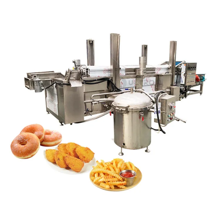 Yazhong Zhucheng Donut Fryer Machine Continouse Chips Nuggets Gas Frying Machine Automatic