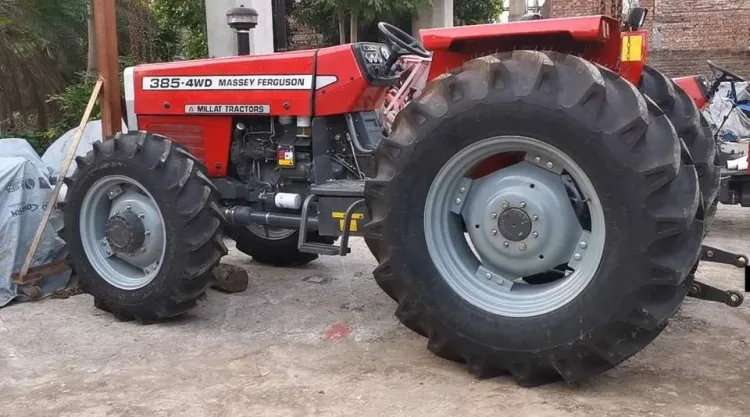 Used Massey Ferguson 385 Wheel Tractors 85HP Red Agricultural Machine With Cab And Large Tires For