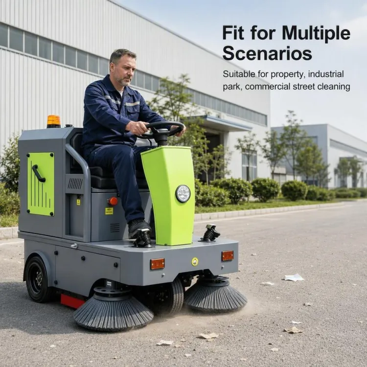 Ride on Road Sweeper S1400 1400mm Cleaning Width Industrial Floor Sweeping Machine for Warehouse Street