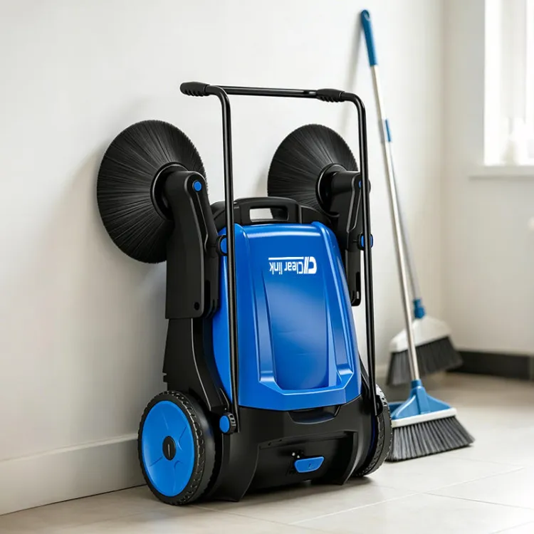 Easy Storage Handheld Manual Walk-behind Road Floor Sweeper for Edge and Blind Area Cleaning