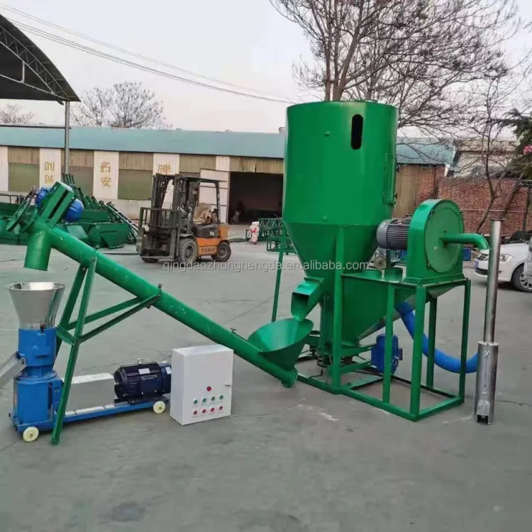 1 T/H Chicken Feed Production Line, 220V Stainless Steel Iron Stalk Pellet Line for Pig Cattle Sheep