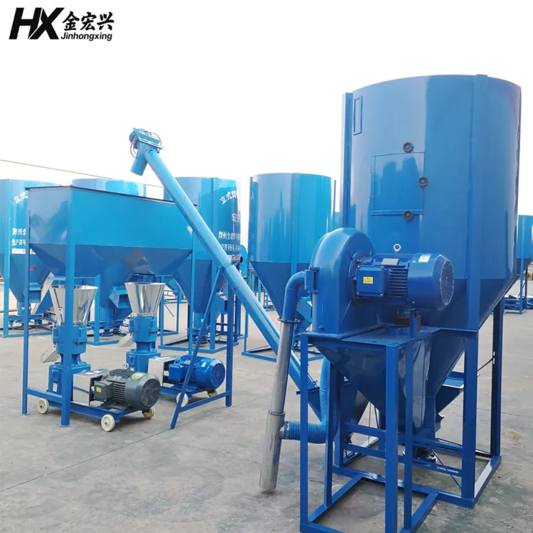 Poultry Livestock Feed Pellet Production Line High Capacity Carbon Steel Feed Mill Machine for Farm Processing Workshop