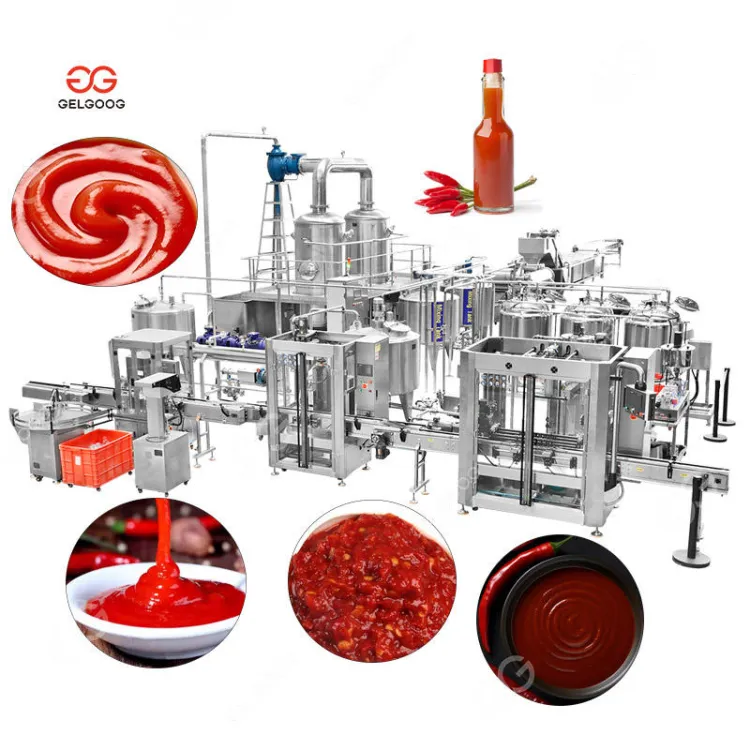 Industrial 3 Ton Automatic Fruit Vegetable Puree Machine Chilli Paste Processing Line Chili Sauce Production Line