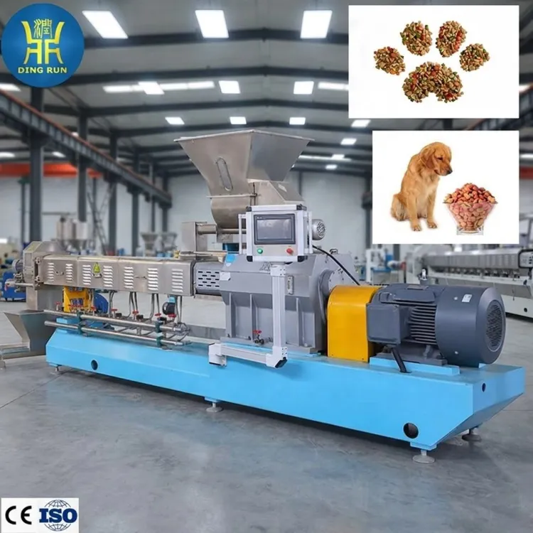Automatic Industrial High Efficiency Stainless Steel Twin Screw Dry Extruded Pet Dog Cat Food Machine Processing Line
