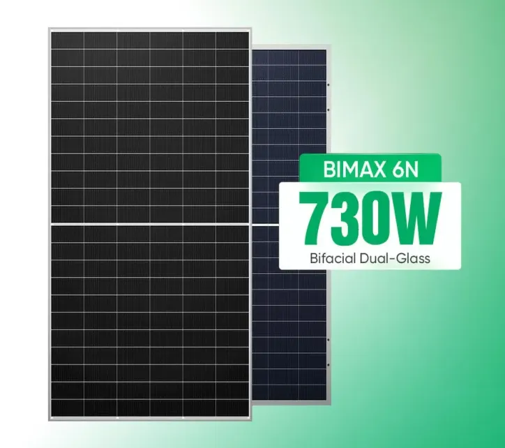 High Efficiency All Black Panels 550W 710W 720W 730W Bifacial Mono Bipv Half Cell Solar Panel 700W for Hybrid Solar System