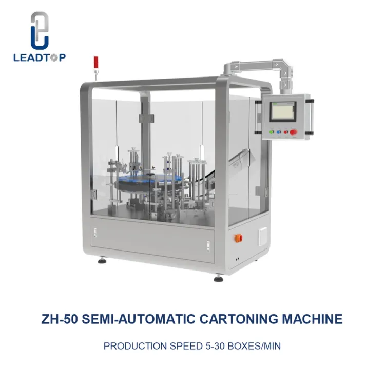 ZH-50 Semi Automatic Cartoning Machine Vertical Design Compact Size Carton Packing Equipment Low Cost