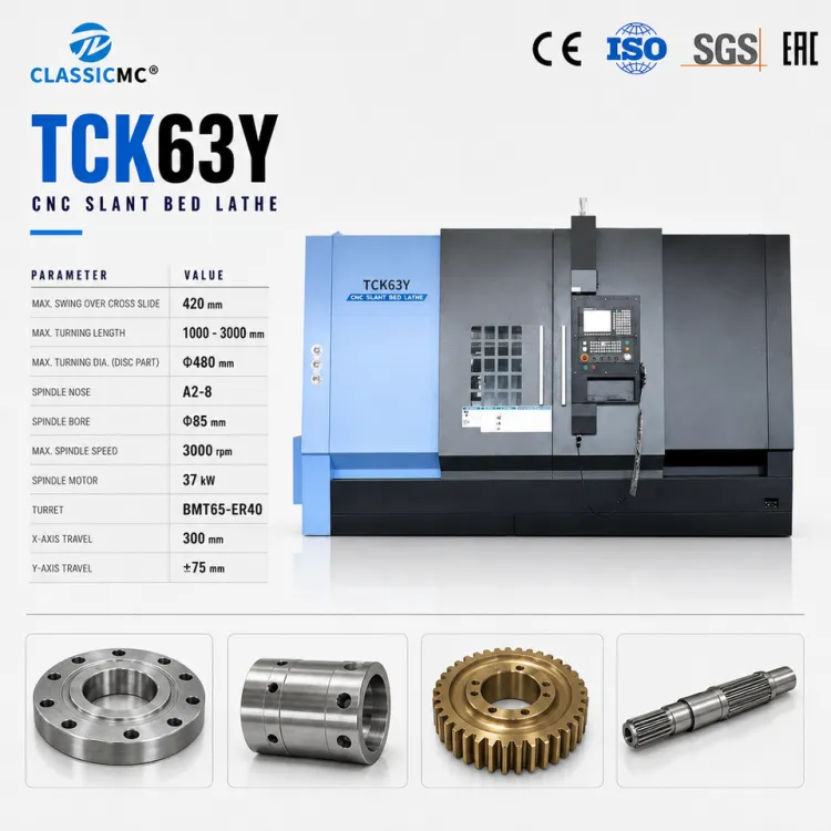 High-EfficiencyTCK63y Small CNC Lathe Machine Metal Turning Center CNC Lathe Machine for Metal
