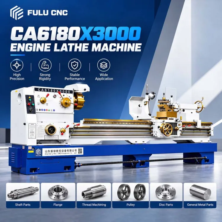 CA6180-3000 Industrial Manual Engine Lathe, High Rigidity Metal Turning Machine, Precision Steel Cutting, OEM Supply