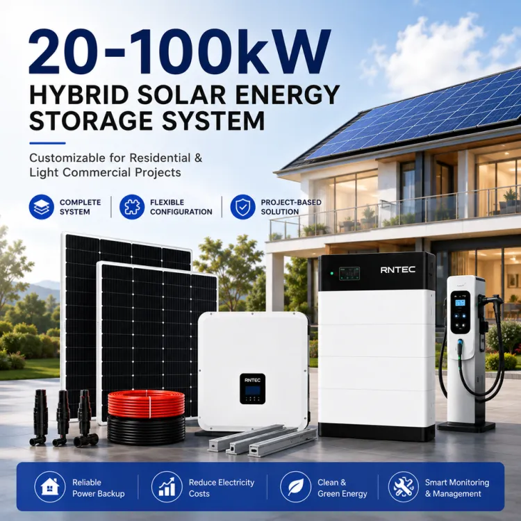 20-100kW Residential Solar Energy Storage System with LiFePO4 Battery and Hybrid Inverter for Home Backup
