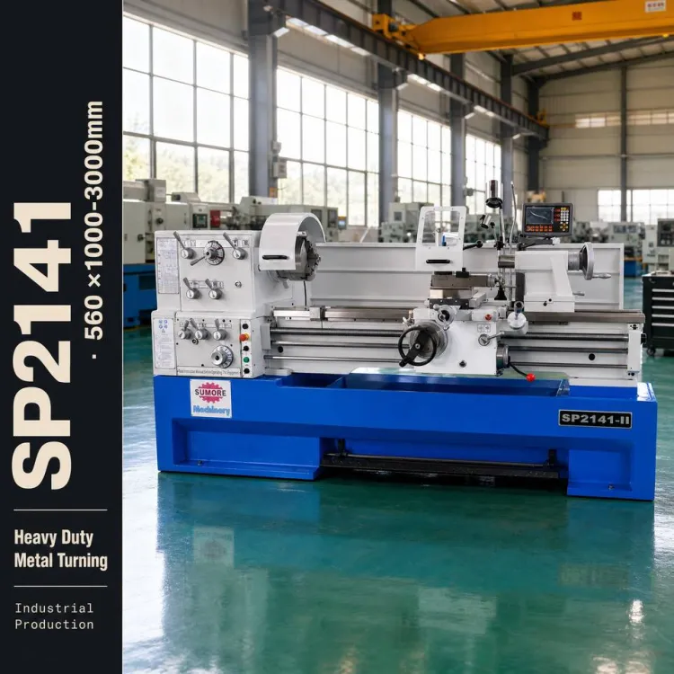 Sumore 2000mm Industrial Gap Bed Engine Lathe SP214/C6256 350mm Bed Width Torno for Shaft and Component Turning
