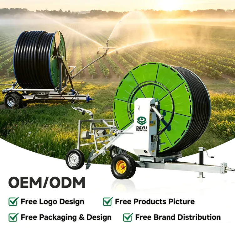 Design Farm Mobile Irrigation Sprinkler System Traveling Rain Gun Water Hose Reel Irrigation Sprinkler Machine