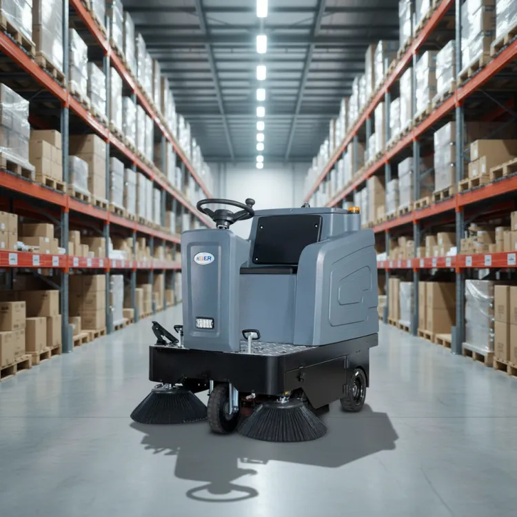 Ride-On Self-Propelled Heavy Duty Electric Battery-Powered 1800W 48V Cold Water Cleaning Street & Floor Sweeper Machine