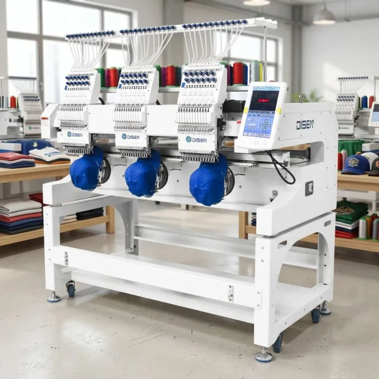Pearl or Bead Sewing Embroidery 12 15 Colors 3 Heads Embroidery Machine Computerized Hat T-Shirt 3D logo Sewing Machine