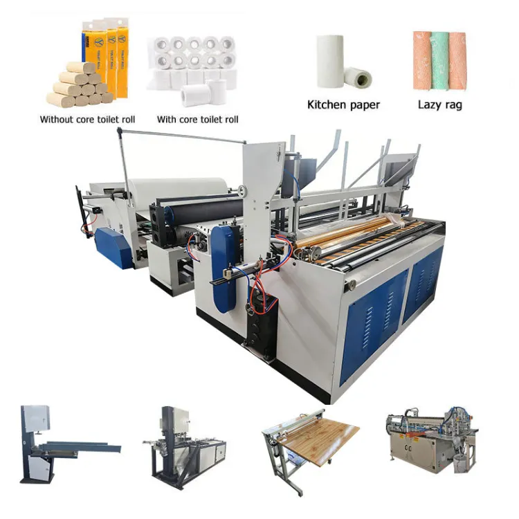 Full Automatic Toilet Paper Making Machine High Speed Tissue Rewinding Production Line for PLC Control