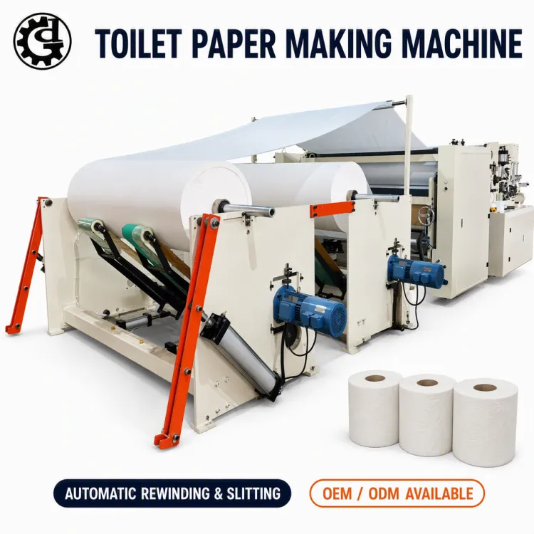 Automatic Toilet Paper Making Machine Jumbo Roll Rewinding Slitting Tissue Paper Production Line for Small Business