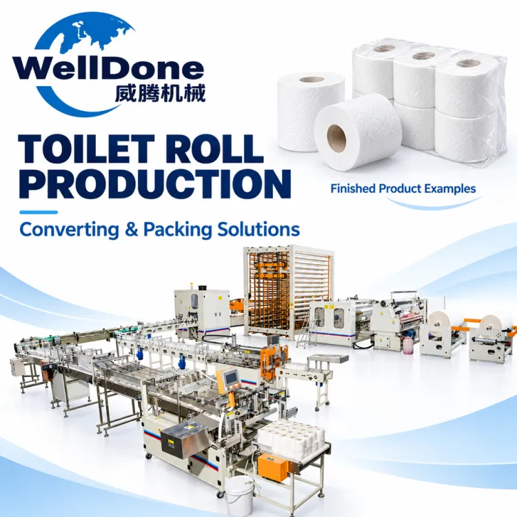 Welldone Automatic Toilet Paper Making Machine High Speed Toilet Roll Rewinding Production Line