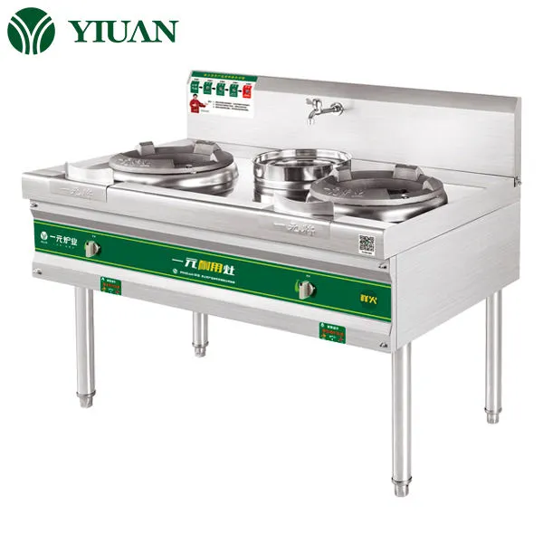 stainless steel two wok high pressure 2 burner cooker industrial cooktop commercial lpg gas stove