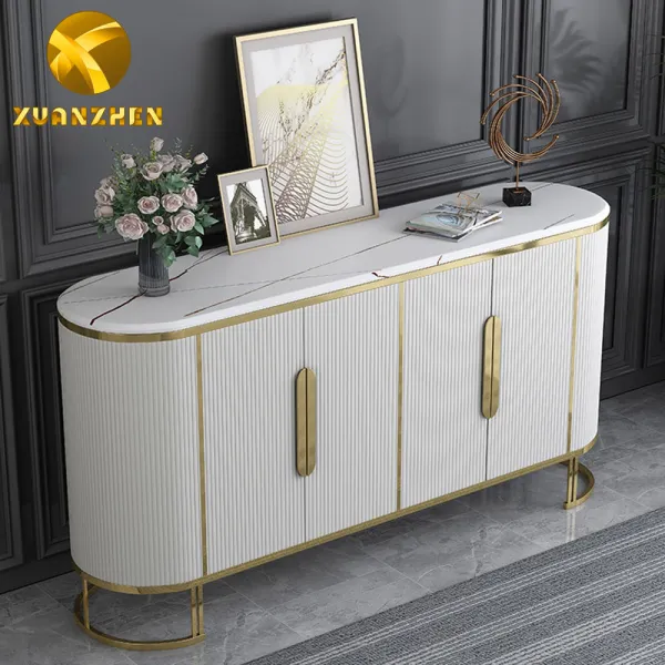 Home furniture sideboard metal living room furniture gold and white sideboard