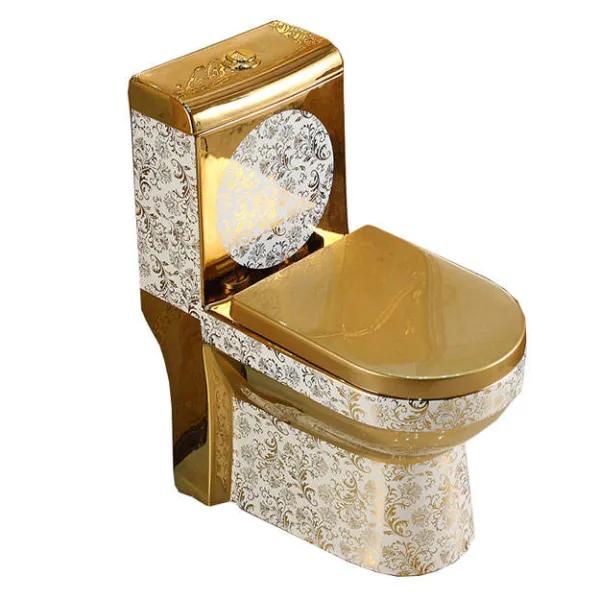Ceramic gold toilet chinese toilet seat bathroom gold toilet bowl S-trap 300mm
