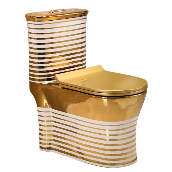 Golden luxury western style design one-piece toilet