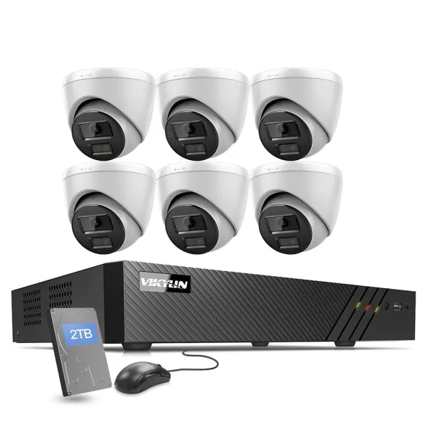 6 Channel CCTV System POE Dome Home Security Ip Camera 5MP Audio NVR Kit