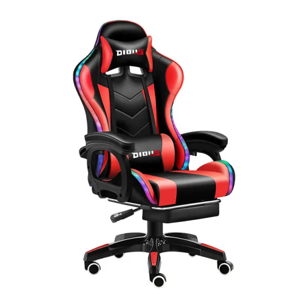 Black Leather With Light Gamer Led RGB Gaming Chair