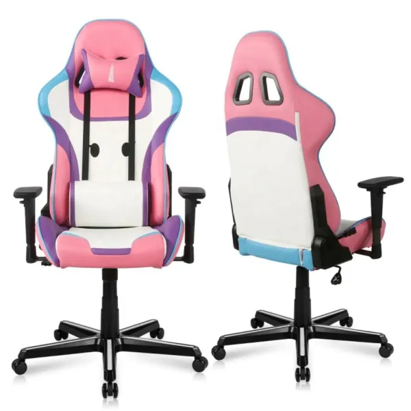 PU Leather Gaming Chair Comfortable Gaming Chair Pink Car Style Chair