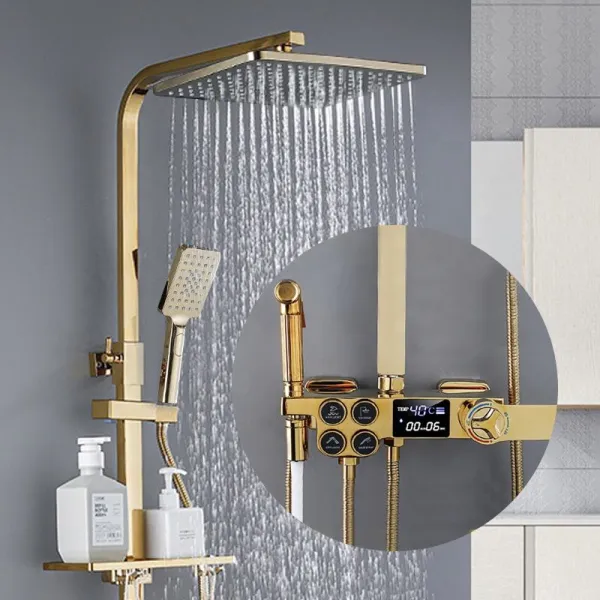 Shower set wall mounted brass tap Bathroom taps luxury brass kits thermostatric shower