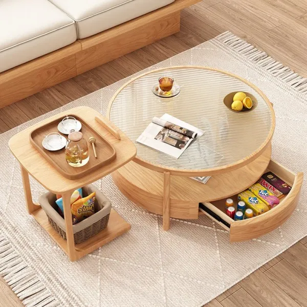 High Quality Coffee Table Modern Glass Round Coffee Table With Storage