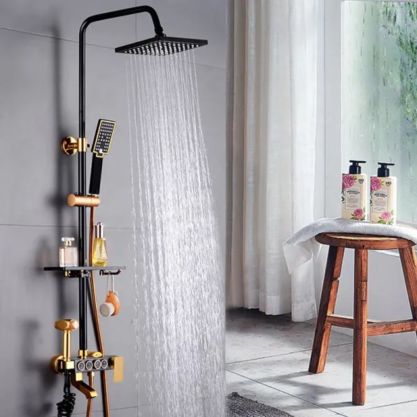 Wall mounted brass tap Bathroom taps luxury brass kits rain rainfall shower set mixer