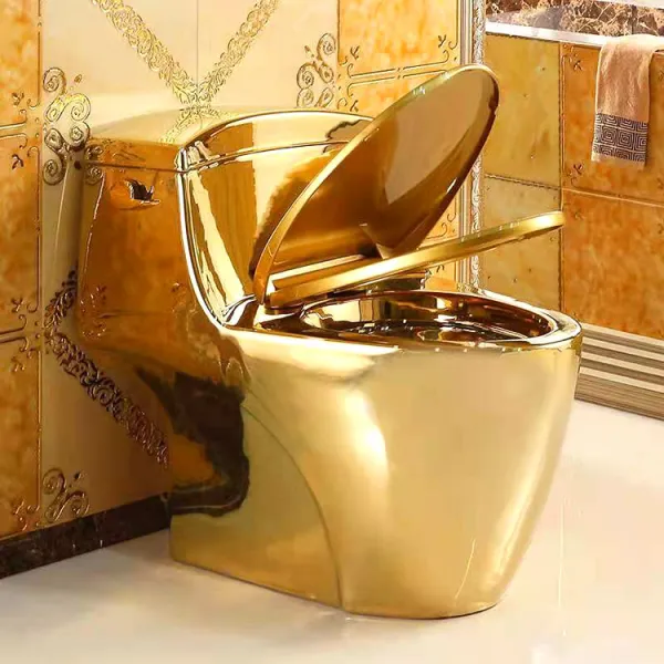 Ceramic Small One Piece Gold-Plated Luxury Toilet Bowl