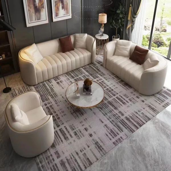 Foshan manufacturer modern design living room furniture luxury sectional 1 2 3 seater leather sofa set