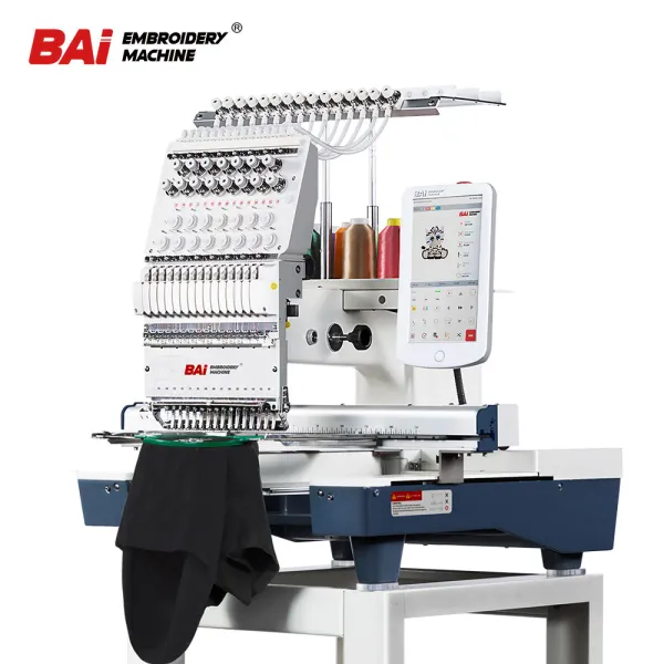 BAI high quality single head 12 and 15 needles computerized logo embroidery machine