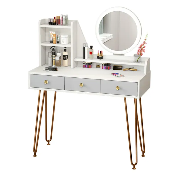 Bedroom furniture with LED light dressing table mirror with metal legS