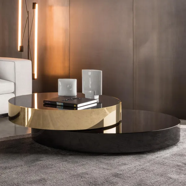Modern luxury table stainless steel gold toughened glass black hotel living room coffee table