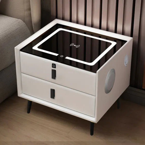 High Quality Luxury Cabinet Night Stand White Bedside Table Smart Nightstand