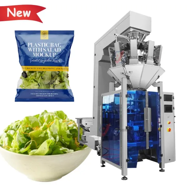 Multihead weigher automatic back seal pouch salad vegetable packing packaging machine