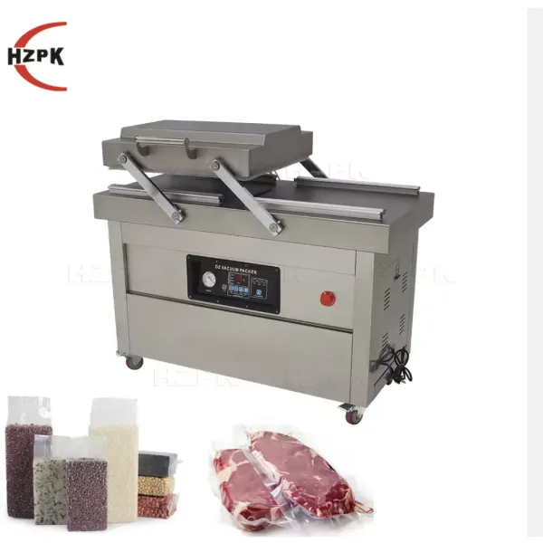 hzpk dz 400 500 600 semi automatic meat food plastic brick bag heat sealing packing machine
